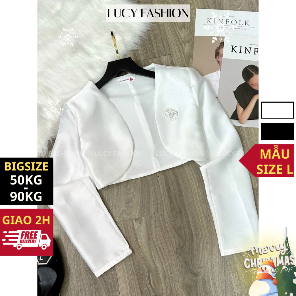 Áo blazer croptop bigsize nữ kiểu tay dài đi làm, đi tiệc, vest croptop chất vải Tafta cao cấp - LUCY FASHION