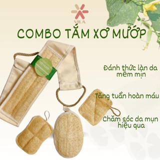 [Mua kèm Deal Sốc] Combo bộ 6 bông tắm xơ mướp hàng Xuất khẩu- 100% từ Sơ mướp tắm Tẩy Da Chết