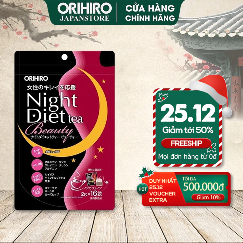 Trà giảm cân Night Diet Tea Beauty Collagen Orihiro 16 gói