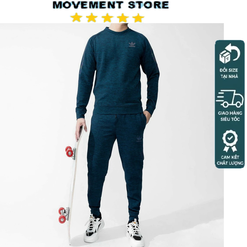 Bộ quần áo thể thao nam Adidas nỉ xước mùa đông cao cấp  Hàng loại 1 Bộ thu đông nam mặc nhà dài tay dày dặn