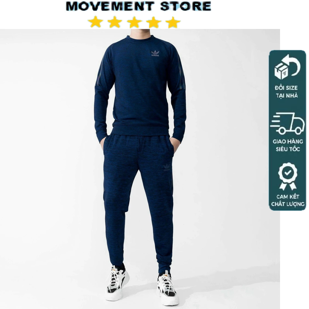 Bộ quần áo thể thao nam Adidas nỉ xước mùa đông cao cấp  Hàng loại 1 Bộ thu đông nam mặc nhà dài tay dày dặn