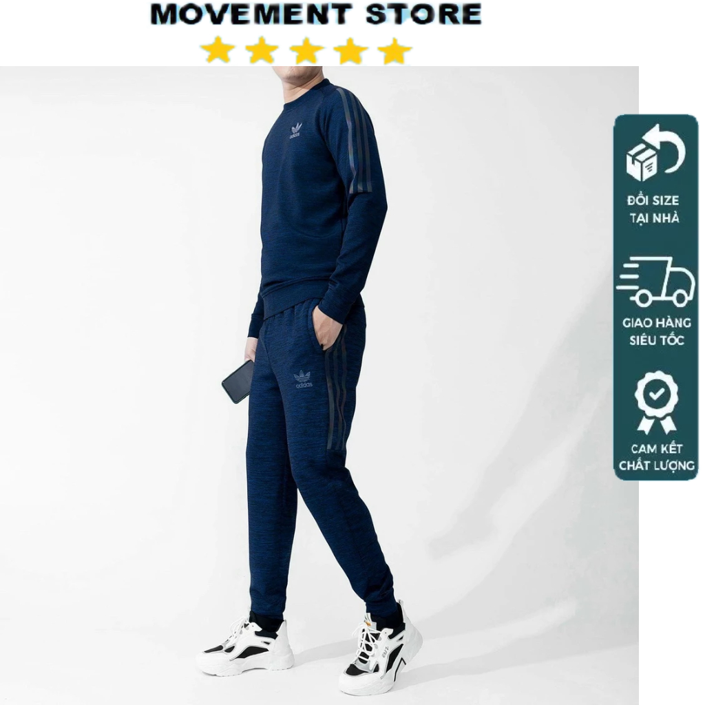 Bộ quần áo thể thao nam Adidas nỉ xước mùa đông cao cấp  Hàng loại 1 Bộ thu đông nam mặc nhà dài tay dày dặn