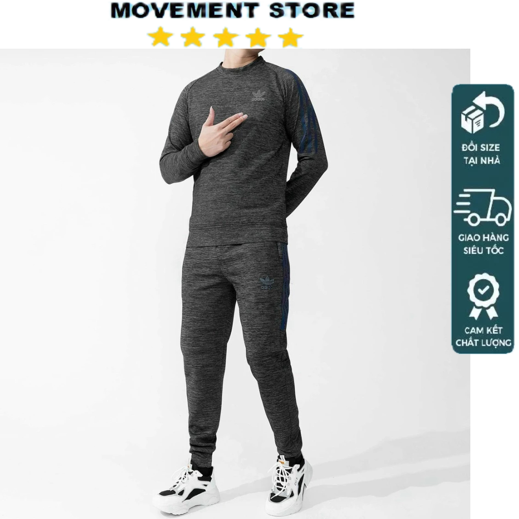 Bộ quần áo thể thao nam Adidas nỉ xước mùa đông cao cấp  Hàng loại 1 Bộ thu đông nam mặc nhà dài tay dày dặn