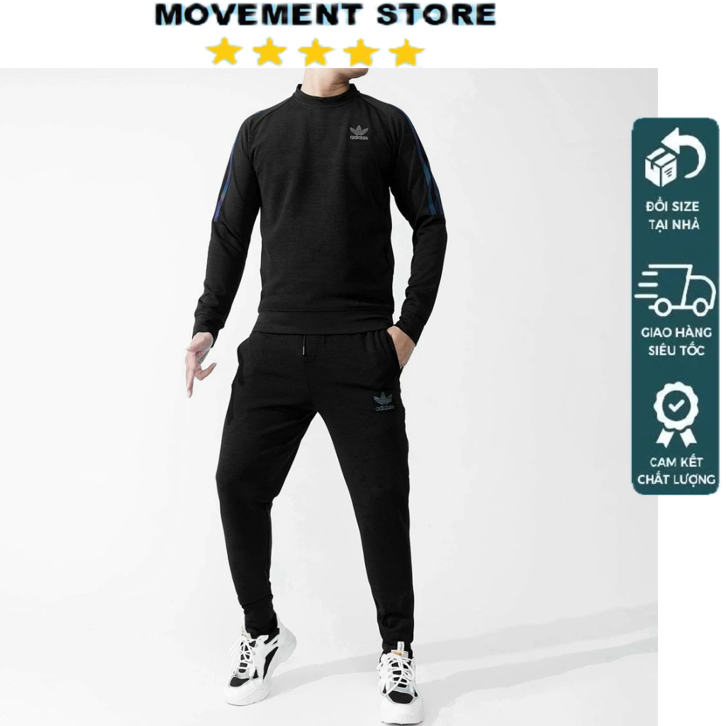 Bộ quần áo thể thao nam Adidas nỉ xước mùa đông cao cấp  Hàng loại 1 Bộ thu đông nam mặc nhà dài tay dày dặn