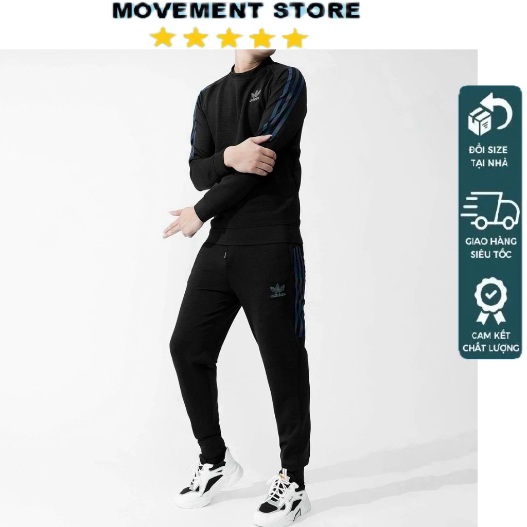 Bộ quần áo thể thao nam Adidas nỉ xước mùa đông cao cấp  Hàng loại 1 Bộ thu đông nam mặc nhà dài tay dày dặn