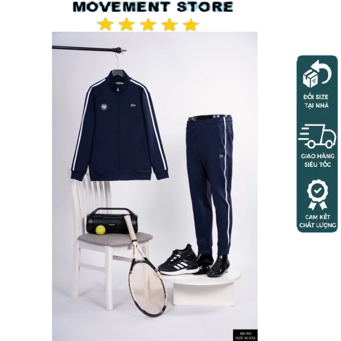 Bộ quần áo thể thao nam Lacoste nỉ cao cấp mùa đông  Hàng loại 1 Bộ thu đông nam mặc nhà dài tay dày dặn