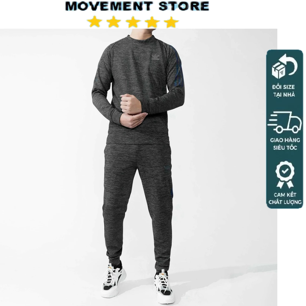 Bộ quần áo thể thao nam Adidas nỉ xước mùa đông cao cấp  Hàng loại 1 Bộ thu đông nam mặc nhà dài tay dày dặn