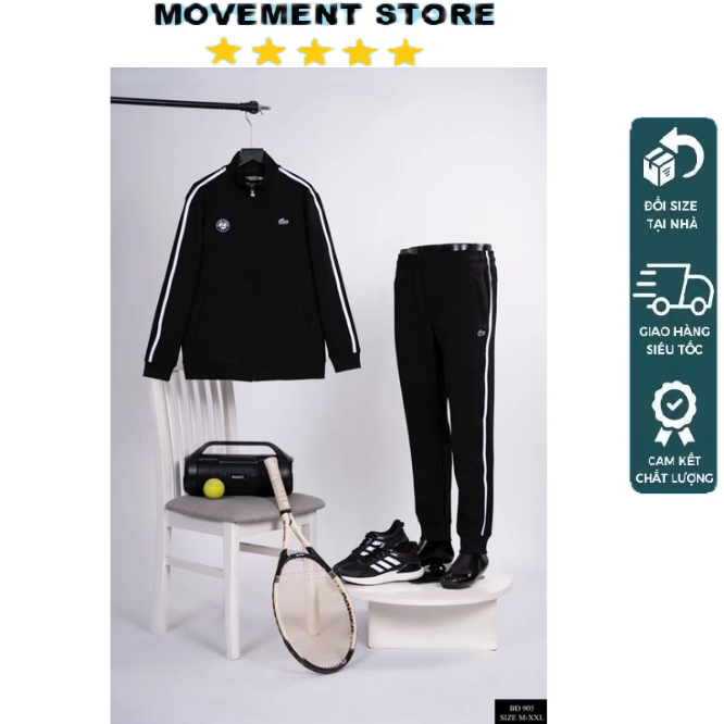 Bộ quần áo thể thao nam Lacoste nỉ cao cấp mùa đông  Hàng loại 1 Bộ thu đông nam mặc nhà dài tay dày dặn