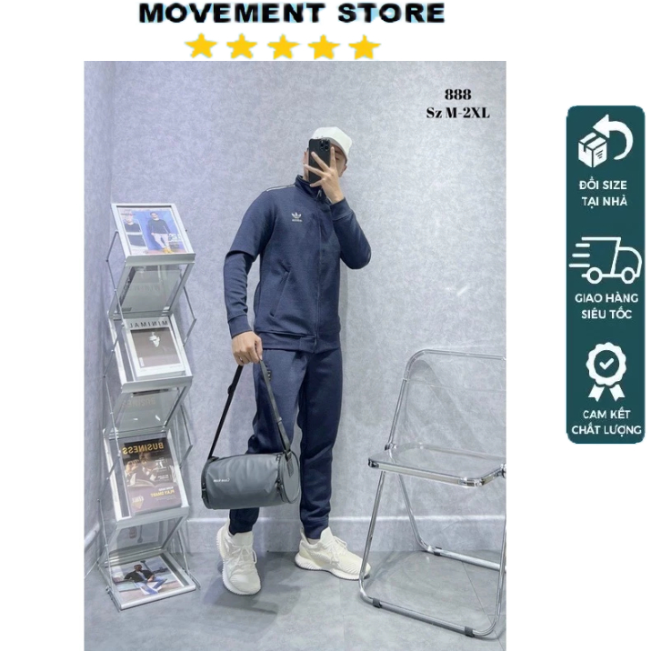 Bộ quần áo thể thao nam Adidas nỉ mùa đông cao cấp  Hàng loại 1 Bộ thu đông nam mặc nhà dài tay dày dặn