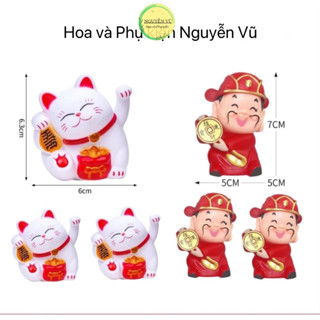 Sỉ 4K Mèo thần tài vẫy tay nhựa ông thần tài nhựa trang trí tết tráp oản tháp bia bánh decor vòng treo tết hút tài lộc