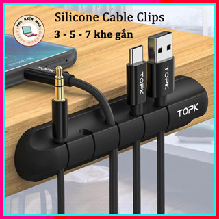 Kẹp Cố Định Dây Cáp Sạc TOPK, Đế Dán Slicoin Chống Rối Dây Sạc Tai Nghe, Giúp Bàn Làm Việc Gọn Gàng