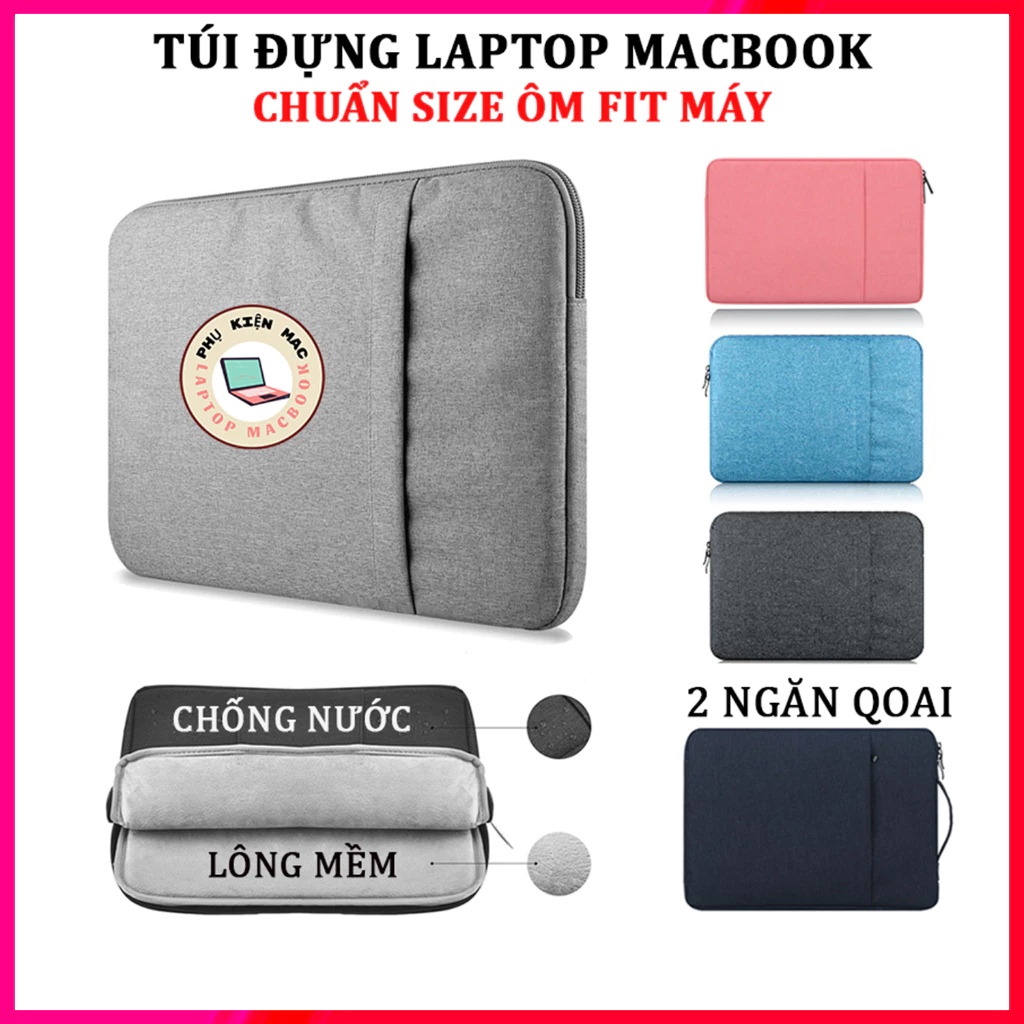 Túi chống sốc Laptop Macbook 2 ngăn chống nước, túi đựng laptop 13 inch - 16 inch, đựng macbook, máy tính có tay cầm