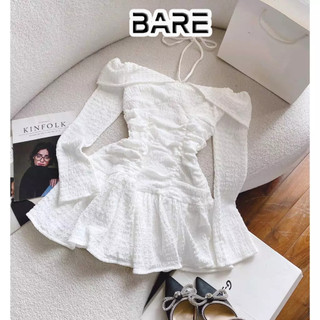 BARETOPTOP_Đầm nữ trễ vai tay dài thiết kế nhún eo tôn dáng chất xốp Nhật xịn có may lót trong- D06