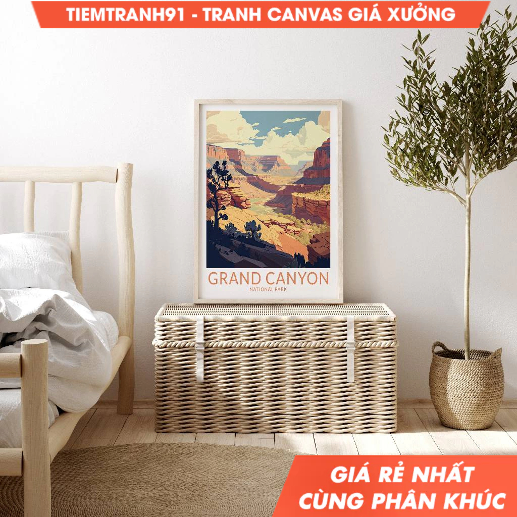 Tranh treo tường, Grand Canyon Arizona Travel Poster, Grand Canyon Travel Poster, National Parks Wal