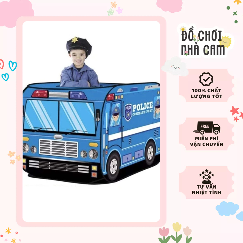 Ô Tô Lều Vải Xe Cảnh Sát Police Trẻ Em Đồ Chơi Trong Nhà Gấp Bể Bơi Bóng