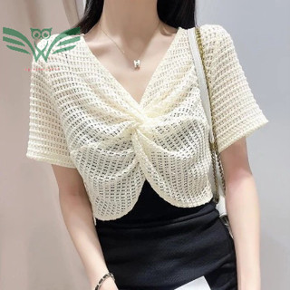 (ảnh thật) Áo Khoác Len Lưới mỏng phong cách Hàn quốc cardigan dáng ngắn C6868