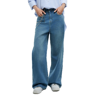 Quần Jeans Nữ BOO Dáng Wide-leg Thêu Logo Essential