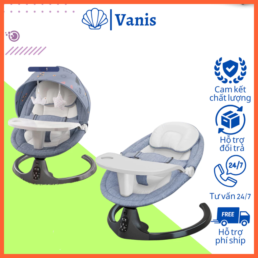 Nôi điện cao cấp cho bé, nôi điện đưa tự động có điều khiển từ xa, tựa lưng nâng hạ thành ghế ăn dặm, nôi cho bé
