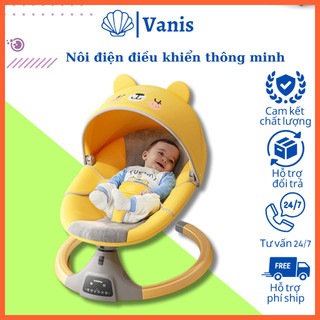 Nôi điện cho bé cao cấp, nôi điện đưa tự động có kết nối bluetoolh và điều khiển từ xa, Bộ nôi điện đầy đủ phụ kiện
