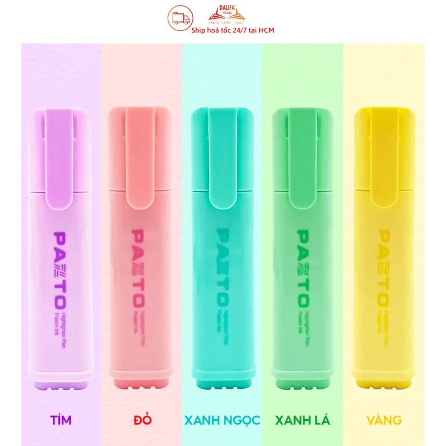 Bút Highlight Bút Nhớ Dòng, Đánh Dấu, dạ quang màu Pastel Thiên Long Flexofice Pazto rửa được FO-HL0