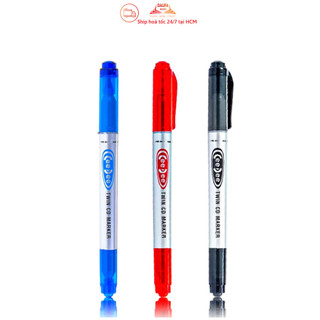 Bút lông dầu 2 đầu bút Thiên Long PM-04 bám dính tốt trên các vật liệu: Giấy, gỗ,nhựa, thủy tinh, gốm, sứ, đĩa CD