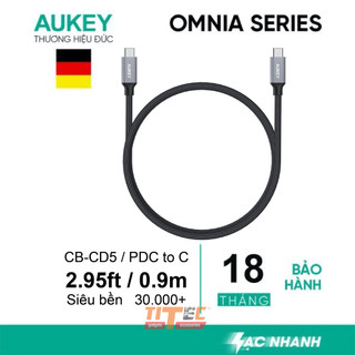 Cáp sạc nhanh aukey type c to c, cb-cd5, hỗ trợ sạc nhanh lên đến 60w - hàng chính hãng