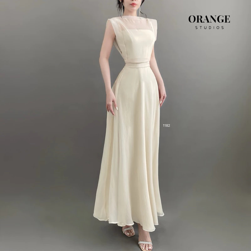 (ORANGE STUDIOS ) HÌNH THẬT - Monica Dress - Đầm Thiết Kế Dáng Dài Chất Liệu Vải Tơ