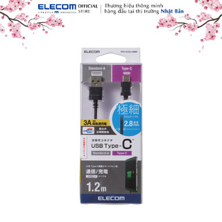 Cáp sạc chuẩn Type C Dài 1.2m Elecom MPA-ACXCL - sạc nhanh 3A 5V dây siêu mỏng nhẹ