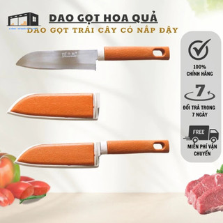 Dao gọt hoa quả có nắp đậy, dao gọt trái cây inox kèm bao tiện lợi không gỉ - dao nhà bếp