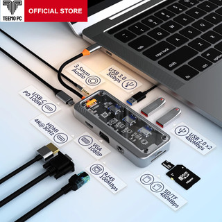 Bộ hub teemo pc chia 10 cổng trong suốt usb type c hdmi pd dùng cho laptop surface macbook ipad điện thoại s10v