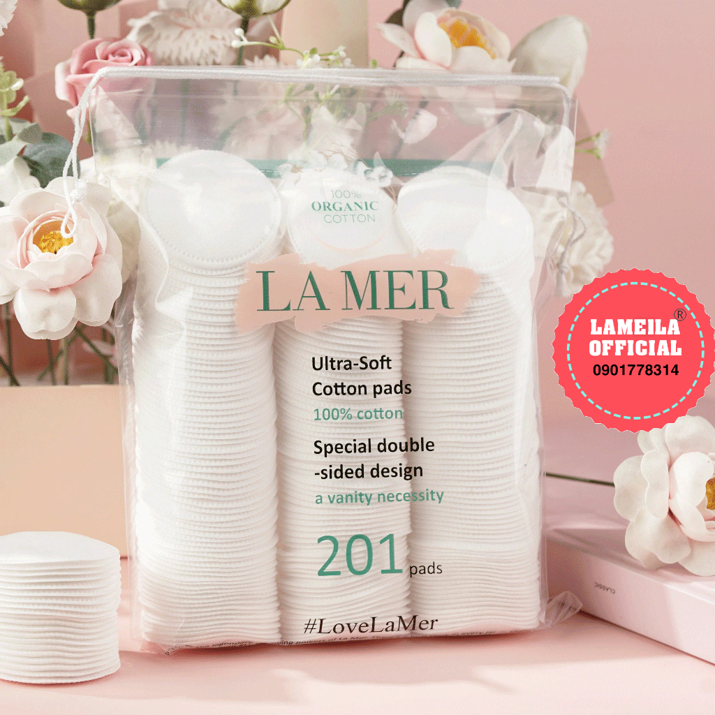 Bông tẩy trang LaMer 201 miếng 100% cotton tự nhiên mềm mịn zai P0642