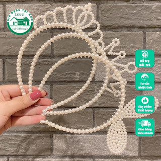 Bờm Cài Tóc Đính Hạt Trai Phong Cách Hàn Quốc