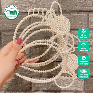 Bờm Cài Tóc Đính Hạt Trai Phong Cách Hàn Quốc