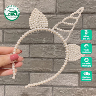 Bờm Cài Tóc Đính Hạt Trai Phong Cách Hàn Quốc