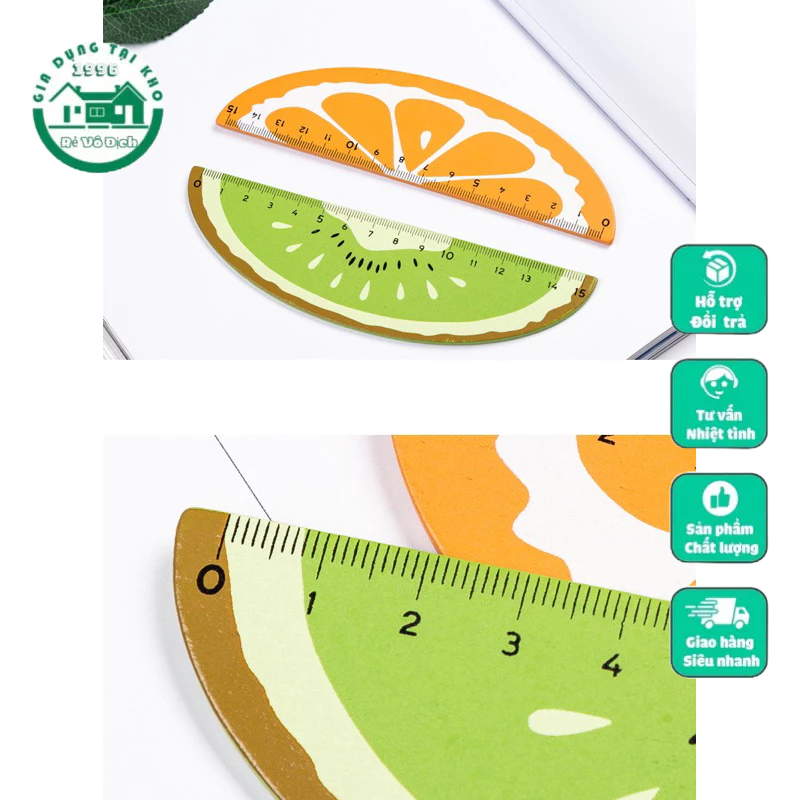 Thước Kẻ Cho Bé Hình Hoa Quả 15 Cm Vừa Các Loại Hộp Bút