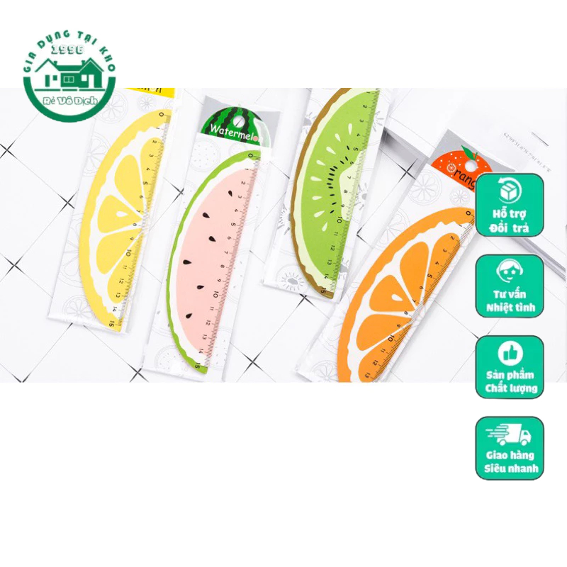 Thước Kẻ Cho Bé Hình Hoa Quả 15 Cm Vừa Các Loại Hộp Bút