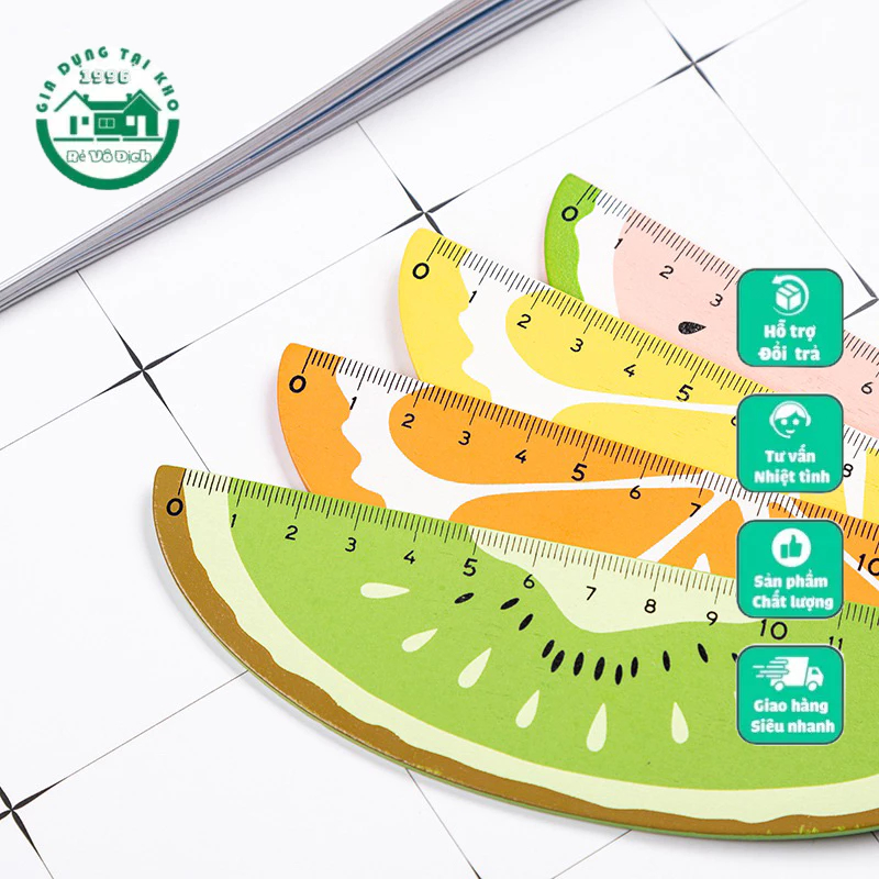 Thước Kẻ Cho Bé Hình Hoa Quả 15 Cm Vừa Các Loại Hộp Bút
