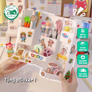 Hộp bút / giá đựng đồ gấp gọn tặng kèm sticker