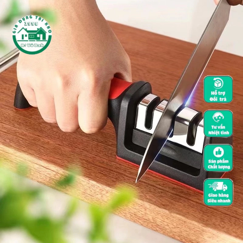 Dụng cụ mài dao 3 rãnh , Dụng cụ mài dao kéo 3 cấp độ cầm tay , mài dao nhanh bén siêu tiện lợi , đa năng trong nhà bếp