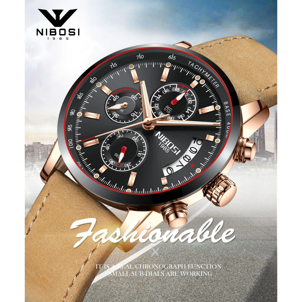 Đồng Hồ Nam NIBOSI 2327 Dây Da Cao Cấp, Thiết Kế Sang Trọng Lịch Lãm, Chống Nước Chống Xước - HÃNG CHÍNH HÃNG (FULLBOX)