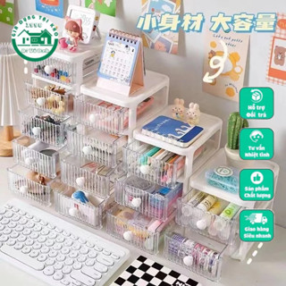 Hộp đựng để phụ kiện để bàn mini có ngăn kéo tay tròn , kệ tủ để bàn đựng để bút mini