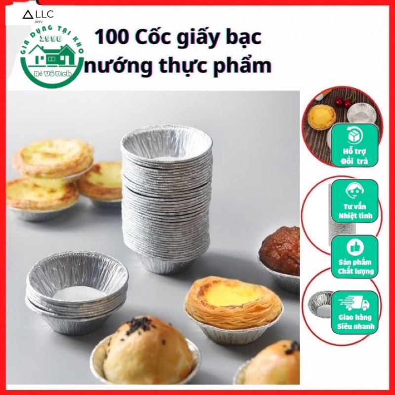Set 100 Chiếc Chén Bạc Chống Dính Chuyên Dùng Cho Nồi Chiên, Bếp Nướng, Nướng Bánh, Nướng Hàu