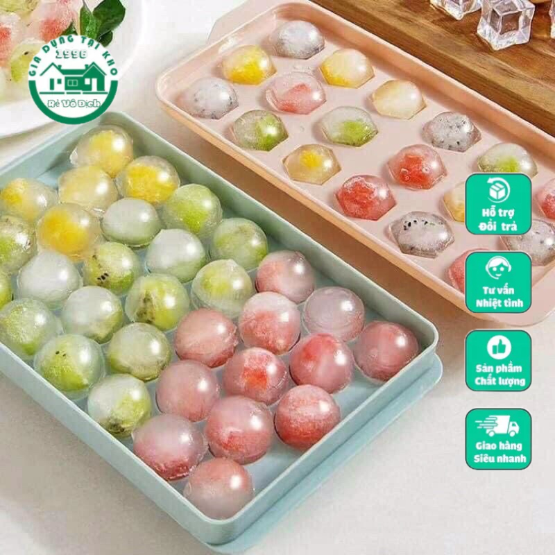 ?? Khay Đá Viên Tròn Khuôn Thạch Bi Nhựa Tròn Làm Hoa Quả Trái Cây Mẫu Mới, Khuôn Rau Câu Hót Trend