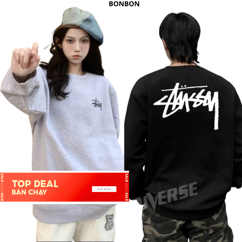 Áo Sweater Stussy Nỉ Bông Cotton Cao Cấp, Áo Nỉ Localbrand Unisex