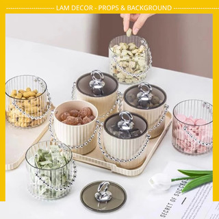 Set 4 hũ tròn đựng bánh kẹo, mứt Tết, trái cây, hạt khô 2024
