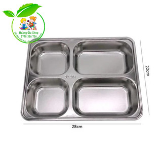 Khay ăn inox 4 ngăn, khay cơm inox 4 ngăn