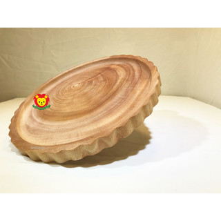 Khay gỗ xà cừ tự nhiên tạo hình bánh quy tròn | Wooden tray, đĩa gỗ dày decor