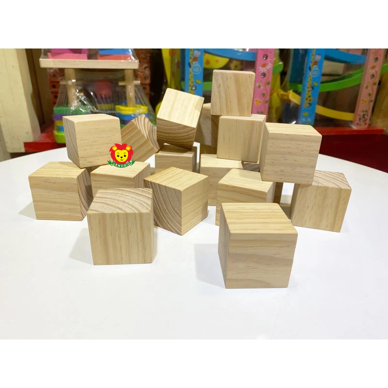 Khối gỗ lập phương lớn 4 cm, khối vuông xếp chồng và làm đồ thủ công DIY, đồ chơi gỗ xây dựng, khối gỗ trơn không màu