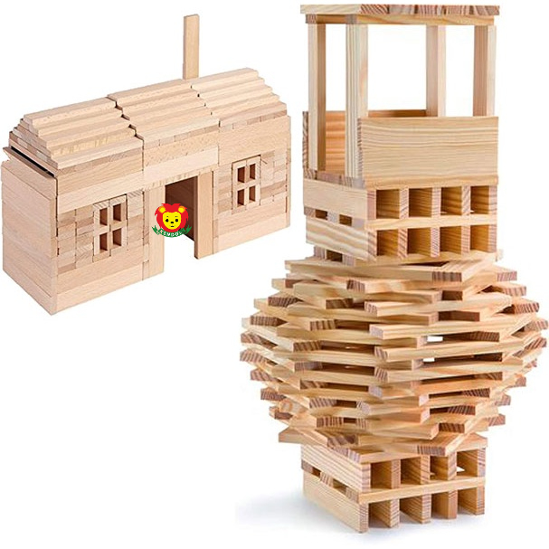 Bộ xếp hình thành phố City blocks 200 | Kapla xây dựng mô hình sáng tạo đa năng, đồ chơi xếp hình khối gỗ