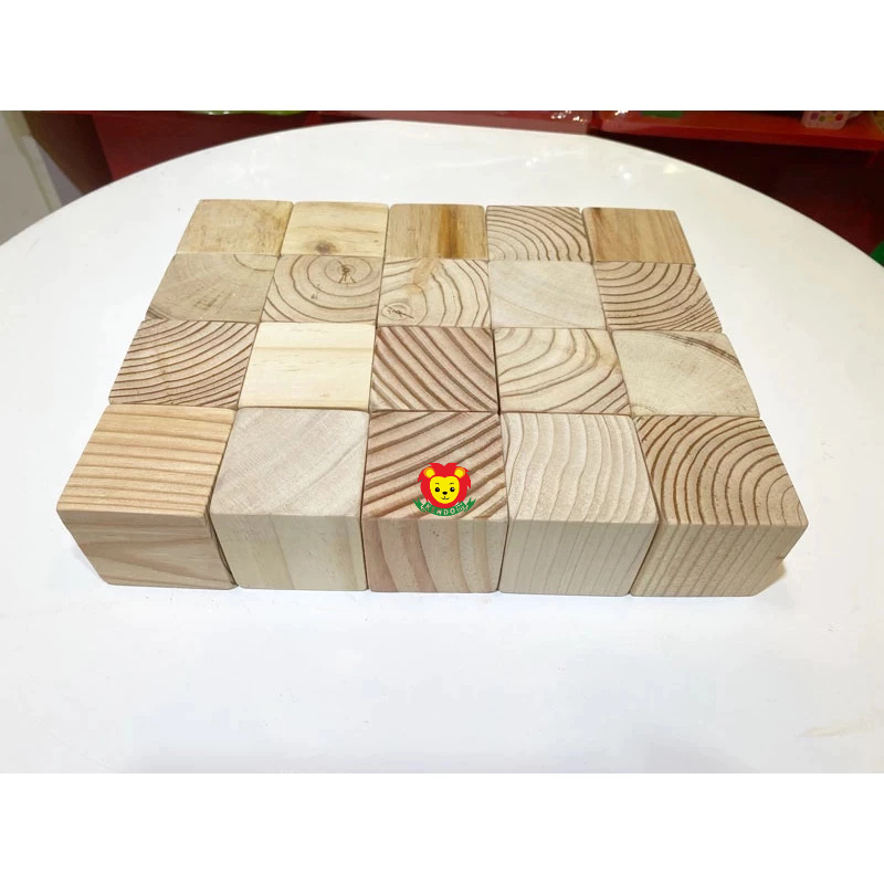Khối gỗ lập phương lớn 5cm, khối vuông xếp chồng và làm đồ thủ công DIY, đồ chơi gỗ xây dựng, khối gỗ trơn không màu